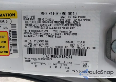 2018 Ford Fusion Se from USA, damaged, VIN 3FA6P0HD2JR135274